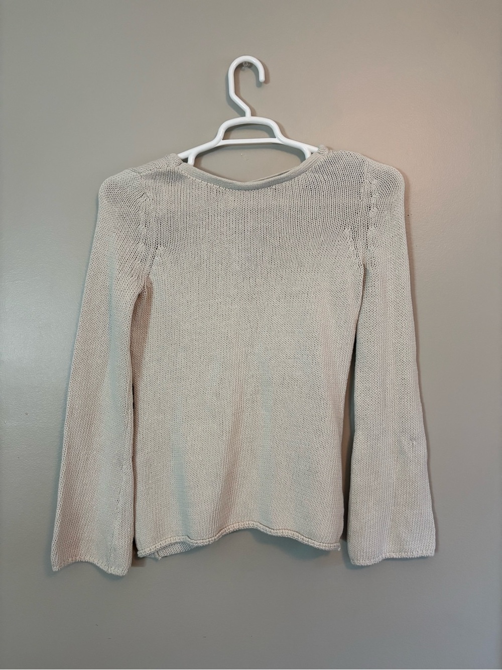 Central Park West Light Cream Knit Long Sleeve Sweater